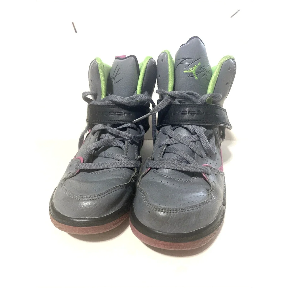 Kids Youth Jordan Flight 45High GS Cool Grey Lime Basketball Shoes Size 3Y‎